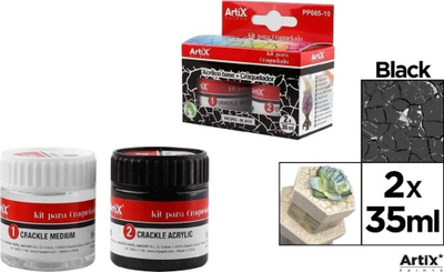Set bojë akrilike Artix, bojë e zezë me medium plasaritjeje, 2x35ml
