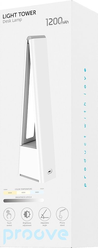 Llampë tavoline Proove Light Tower, LED 5W, bateri 1200mAh, e bardhë
