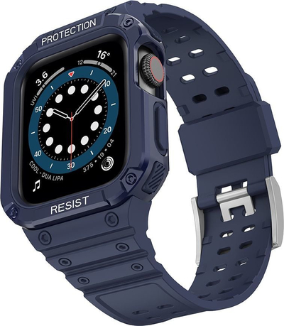 Byzylyk me kasë mbrojtëse Hurtel Protect Strap për Apple Watch 41 40 38mm, i fortë, blu