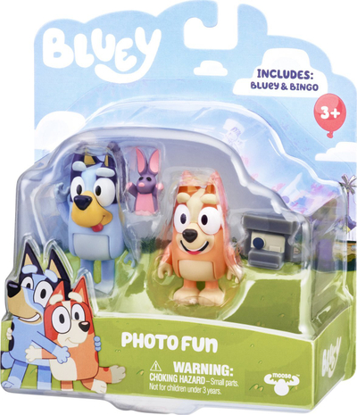 Set figura TM Toys Bluey, 2 copë, aksesorë fotografi, shumëngjyrësh