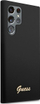 Kapak telefoni Guess Liquid Silicone, për Samsung Galaxy S23 Ultra, me logo metalike, i zi