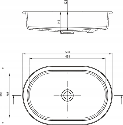 Lavaman banjo Deante Granite Cqs AU6U, oval, montim i nënbanakut dhe i futur, alabaster