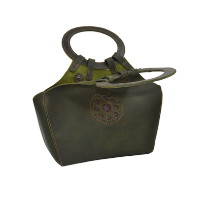 Çantë dore FD Leather, e gjelbërt