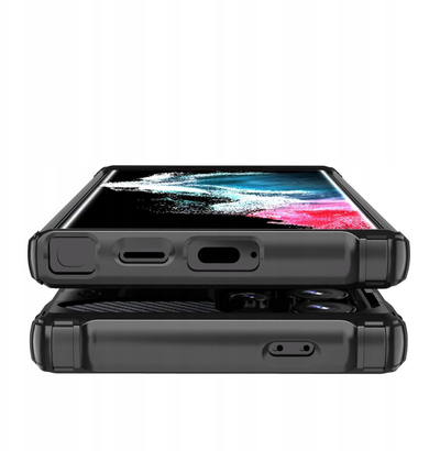 Maskë mbrojtëse Hurtel Hybrid Armor për Samsung Galaxy S25 Edge, dy shtresa, me skaje të ngritura, blu