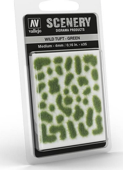 Сет пејзаж Vallejo VALSC406 Model Scenery, Wild Tuft 4mm, средно зелена