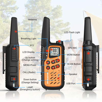 Set radiolidhjesh Baofeng BF-25E PMR, 2 copa, VOX, portokalli