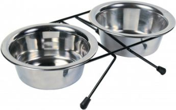 Set me pjata Trixie Stand With Bowls, 2x0.45L, çelik inox