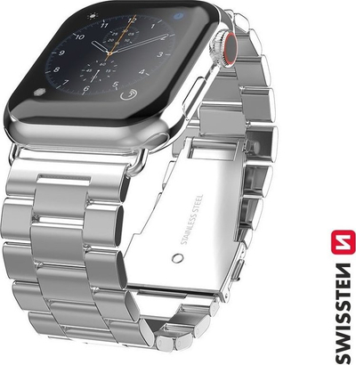 Rrip dore Swissten Metal Bezel për Apple Watch, 42–44 mm, çelik inox, argjend