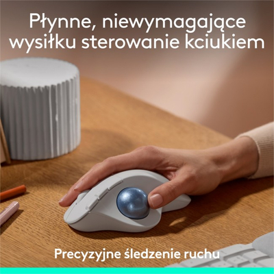 Maus wireless Logitech ERGO M575S, me trackball, ergonomik, i bardhë