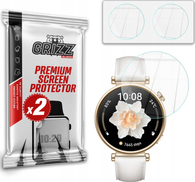 Mbrojtëse ekrani Grizz HybridGlass për Huawei Watch GT4 41mm, xham hibrid, transparente, 2 copë