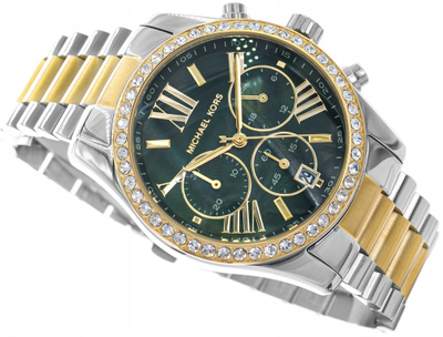 Рачен часовник Michael Kors Lexington за жени, хронограф, 38mm, двобоен нерѓосувачки челик