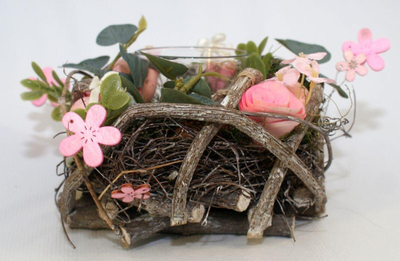 Mbajtëse dekorative për qirinj Saska Easter, 16 cm, për qiri tea light, rozë