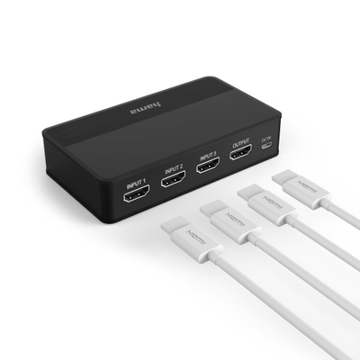 Shpërndarës sinjali me telekomandë Hama 4k-HDMI™3x1, i zi