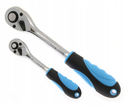 Set çelësa raglozh Straight, 1/4" edhe 1/2", me dorezë gome, blu me bojë të zezë