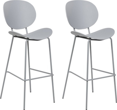Set karrigesh bar Beliani Shonto, 2 copë, lartësi bar, gri e çelët