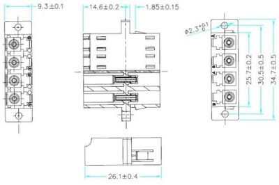 Оптички куплер EFB Electronics 53353.3 LC quad, singlemode, пластично куќиште SC duplex, сина боја