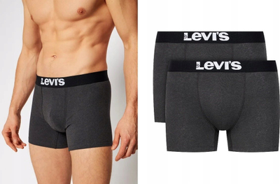 Bokser Levi's Basic, set 2 palë, pambuk me elastan, gri edhe antracit