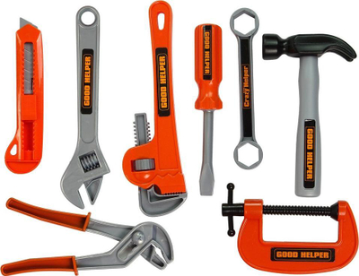Set veglash lodër Leantoys Handyman, 40 pjesë, me çantë shpine, portokalli