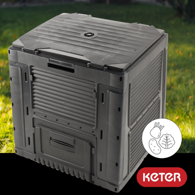 Kompostier kopshti Keter Garden E-composter 47/23, 470L, me qëndrim, i zi