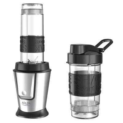 Blender personal Adler AD 4081, 2 shishe, funksion copëtimi akulli, argjendtë