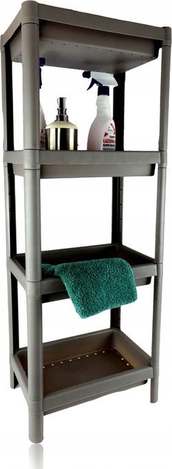 Raft plastik Bayev Shelf 4-Tier me 4 kate, për banjo edhe kuzhinë, i zi