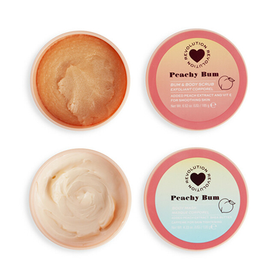 Set kozmetik I Heart Revolution Peachy Bum, skrab trupi 185 g + maskё trupi 120 g + 2 x doreza pёr piling