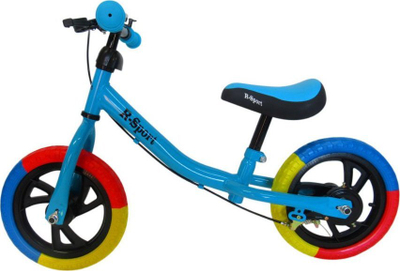 Biçikletë ekuilibri R-Sport R6, 12\", me fren dore, me zile, blu me shumë ngjyra