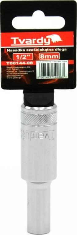 Çelës tubor i gjatë TVARDY 1/2", 8 mm, krom vanadium, argjendtë
