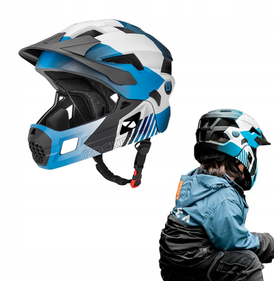 Helmetë biçiklete për kalamaj Rockbros TS-61, M 54-57 cm, me mjekër që hiqet, blu