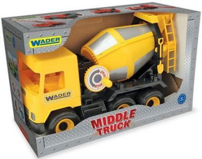 Играчка бетонска мешалка Wader Middle Truck,38 cm, жолта боја
