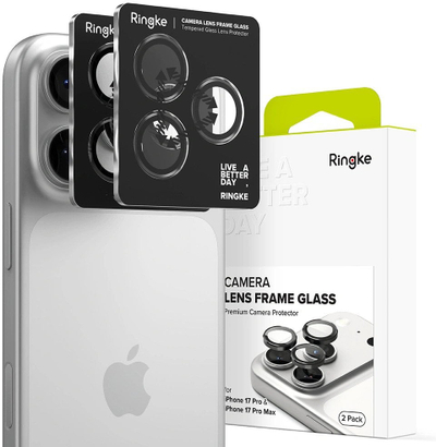Mbrojtse kamere Ringke Camera Lens Frame Glass, për iPhone 17 Pro 17 Pro Max, e zezë