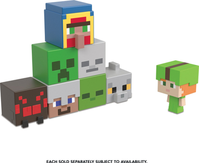 Figurinë lodër Mattel Minecraft Mob Head Minis Steve, koleksion e lëvizshme, shumëngjyrëshe