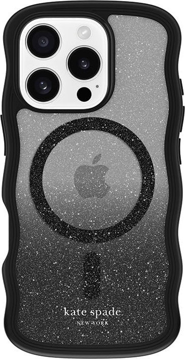 Kapotë telefoni Kate Spade New York Wavy Nightfall, MagSafe, për iPhone 16 Pro, e zezë me xixa