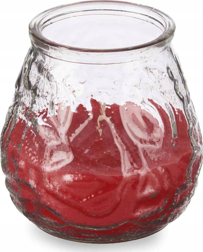 Kandil aromatik Geranium Citronella, qelq, kohë djegie 18 orë, i kuq