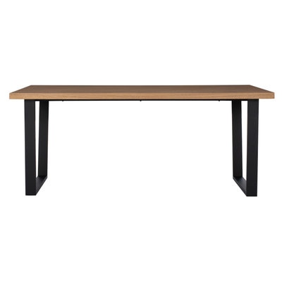 Tavolinë ngrënieje HomeMarkt HM9012, 180x90x75 cm, MDF me finiturë lisi, metal e zezë