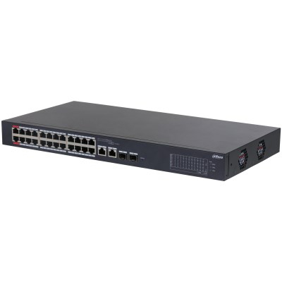 Switch i menaxhueshëm PoE Dahua CS4226-24ET-240, 24 porta PoE, smart managed, i zi