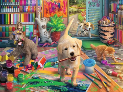 Puzzle Ravensburger Cute Crafters, 750 copa, format me copa të mëdha, shumëngjyrësh