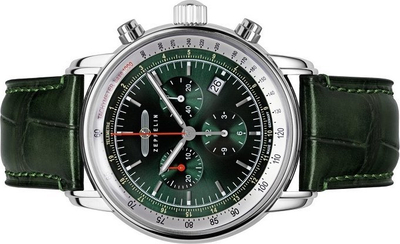 Orë dore Zeppelin 8888-4 LZ 14 Marine, kronograf kuarc 42mm, e zezë