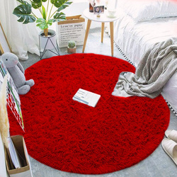 Tapet rrumbullak Strado Shaggy Round, 160 cm, poliestër, i kuq