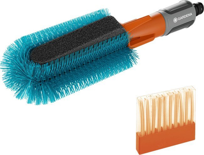 Furçë larje biçiklete Gardena Cleansystem, me ujë që rrjedh, me sfungjer për zëvendësim, portokalli