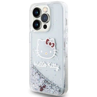Mbulesë telefoni Hello Kitty për iPhone 13 Pro, liquid glitter, transparente
