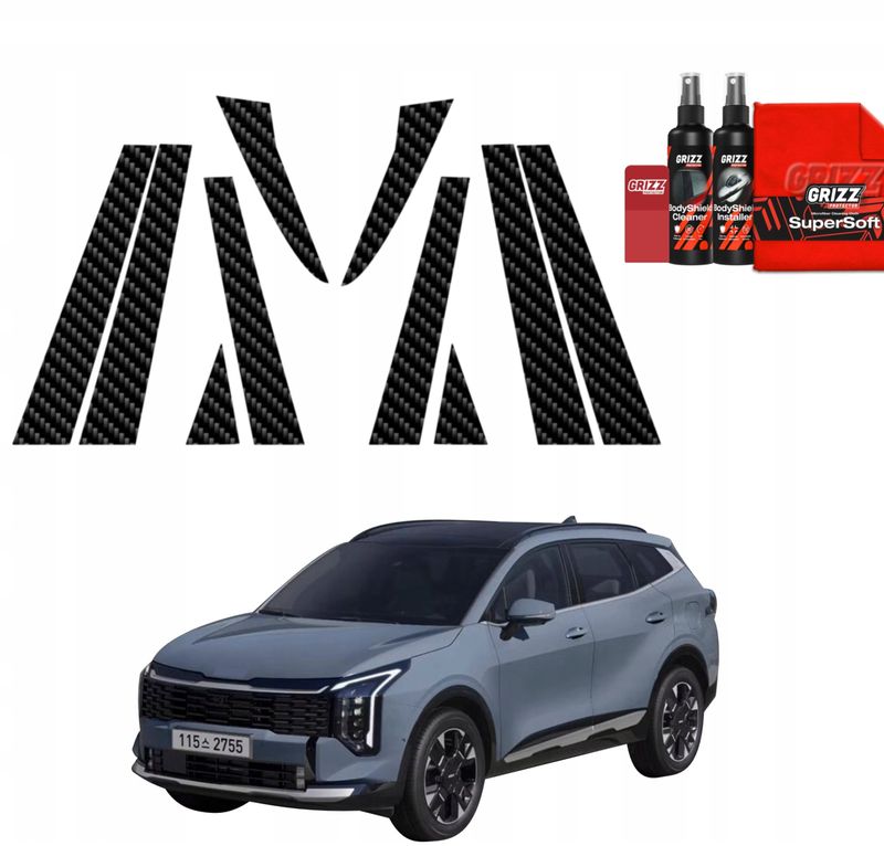 Folie mbrojtëse karboni BodyShield për B C pillar, 10 në 1, Kia Sportage 5 2025 2026, e zezë