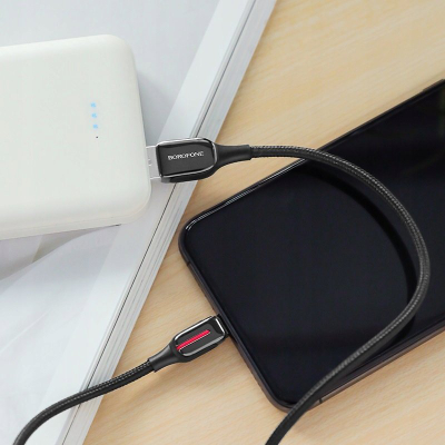 Kabllo USB në Lightning Borofone BU14, 2.4A, 1.2m, i zi