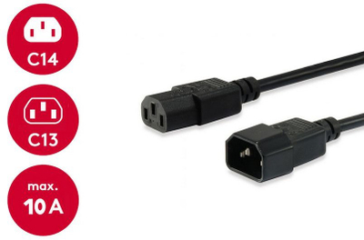 Kabllo zgjatues për energji Equip, IEC C14 në IEC C13, 1.8m, i zi