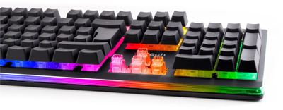 Tastierë gaming C-TECH Iris GKB-08, gjysmë-mekanike, me drita RGB, USB, e zezë