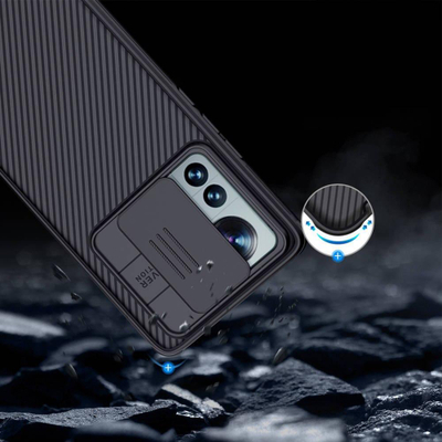Kapaku i telefonit Nillkin CamShield Pro për Xiaomi 12 Pro, me kapak kamere, ngjyrë e zezë