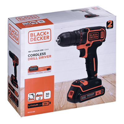Trapano vidhosës Black&Decker BDCDC18B, 18V, 2x1.5Ah, portokalli