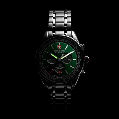Orë dore për meshkuj Swiss Military Hanowa Afterburn Chrono SMWGI0000307, e argjendtë