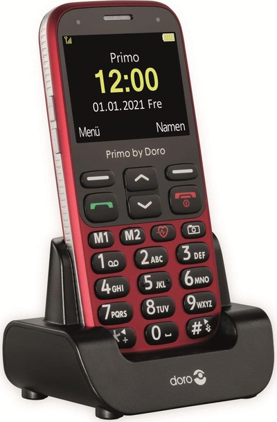 Телефон за постари лица Doro Primo 368, екран 2.3", 3MP, црн со црвено