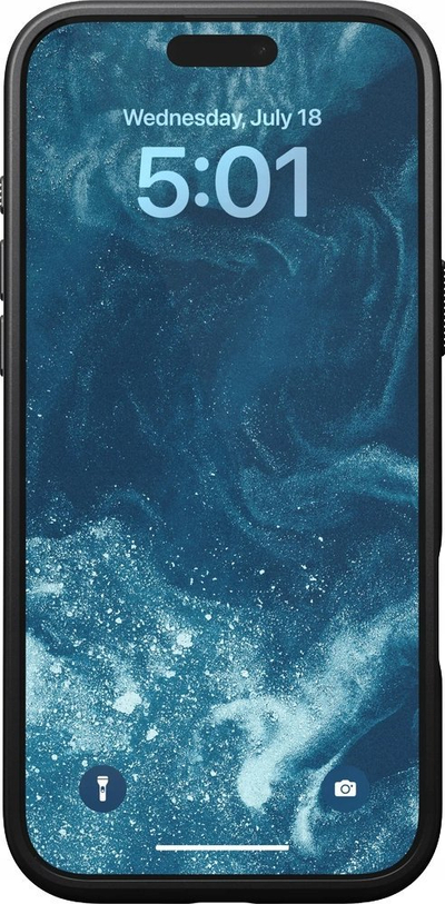 Kllëf telefoni Nomad Modern Leather, për iPhone 16, lëkurë natyrale, i zi